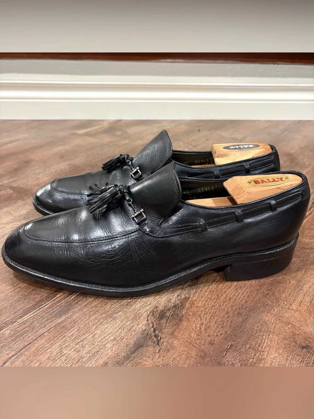 Vintage Made In USA Black Leather Slip On Dress Shoes Sears Loafers Mens 10D